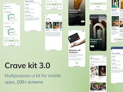 Crave - Multipurpose UI Kit 3.0 3d app design clean crypto feed food illustration login market minimal onboarding saas shopping subscription ui design user interface ux design