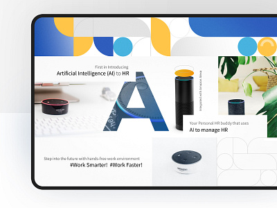 AI Web Section with custom shapes, brand colors