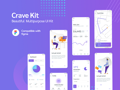 Crave - Multipurpose UI Kit app concept concept design app illustration interaction design interface multipurpose ui ui design ui kit ui kits uiux