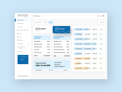 Walt Capital Dashboard 3d account admin capital dashboard design graphic design management money management portal trading ui walt waltcapital web design