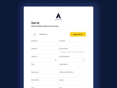 Afrix afrix branding design fields form graphic design invest investment lay layout money register signup trading ui web web design