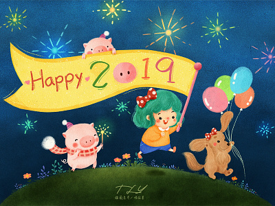 Happy New Year child illustration fantasy illustration illustration new year 2019