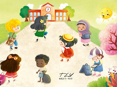 Cute students child illustration illustration school