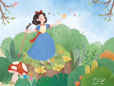 Princess is singing character design fairy tales fantasy illustration illustration princess singer