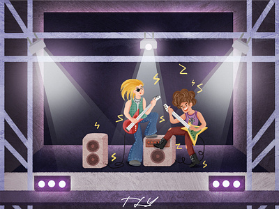 Rock music character design child illustration illustration rock music