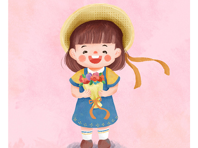 Hey! Smile :) child illustration cute girls illustration