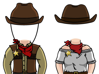 cowboy costume set costume cowboy fliplife illustration vector webgame
