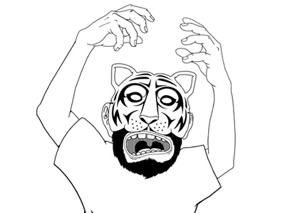 Rooooaaarrr..! black hands illustration mask roooaar tiger vector