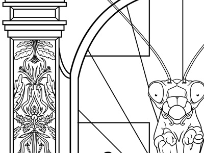 mantis religiosa wip_02 church clouds door gottesanbeterin heaven illustration mantis religiosa sketch window wip