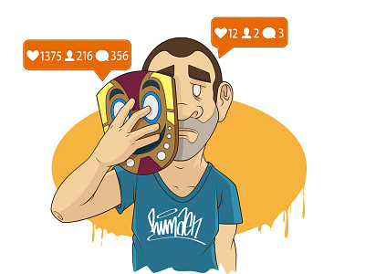 social media mask art character comic illustration instagram media social social media vector