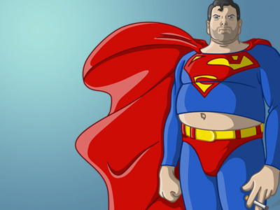Supersizeman cape comic dc fat illustration marvel smoke superman supersize vector