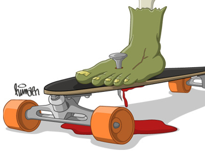 Zombi Longboard boarding character comic cruise drive illustration longboard skateboard skating vector zombi