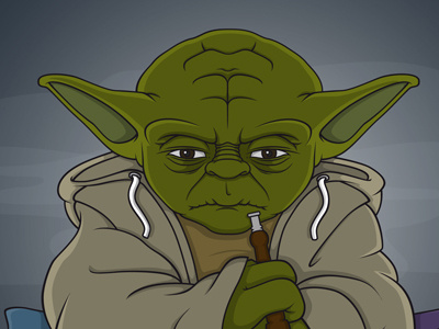 Smokin Yoda art artwork cartoon comic drawing illustration jedi jedimaster painting pencil republic shisha smoking starwars vector yoda