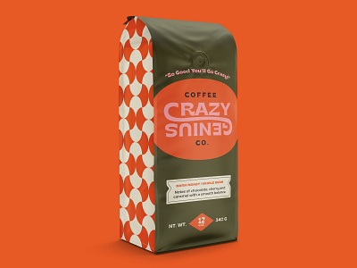 Crazy Genius Coffee Bag branding coffee coffee bag coffee packaging packaging packaging design vintage