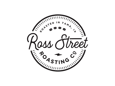 Ross Street logo black circle coffee hand written logo script vintage