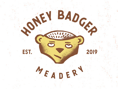 Honey Badger Meadery Logo animal honey honey badger illustration logo mead meadery yellow logo