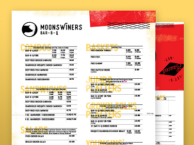 Moonswiners Menu barbeque bbq menu menu design restaraunt restaurant branding