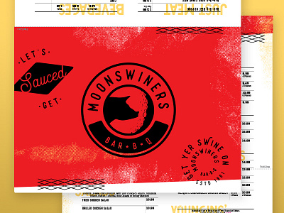 Moonswiners Menu barbecue barbeque bbq menu menu design restaraunt restaurant branding