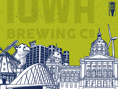 Illustration work for a craft beer client. beer beer branding bridge buildings cow craft beer illustration iowa speckle