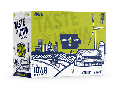 Iowa Brewing Co. Variety 12 Pack Box beer beer branding beer packaging box brewery craft beer illustration iowa packaging