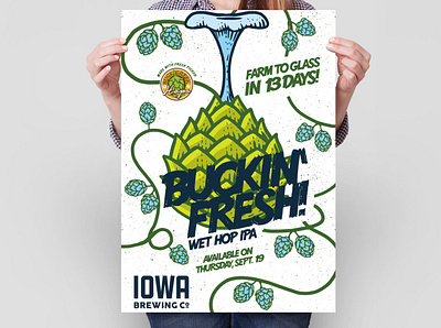 Buckin' Fresh Wet Hop IPA Poster beer craft beer ipa poster poster design