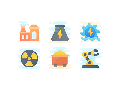 Cute Clipart: Industry building design electric flat icon icon set illustration illustrator industry power ui ux vector web