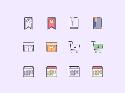 Hand Drawn Animated Icons gif summer calendar box buy bookmark book animated motion flat icon set web ux ui design vector illustrator