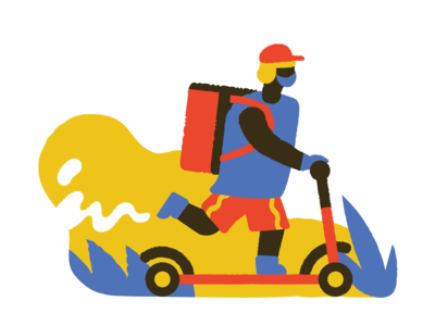 Food Delivery Illustartion delivery scooter corona food illustration flat web ux ui design vector illustrator