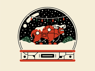 Bull in Snow Globe bull christmas cyborg design flat illustration illustrator new year snow ui ux vector web