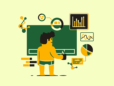 Remote Working aftereffects animated board charts design flat illustartion illustrator loading motion remote work schedule ui ux vector web work