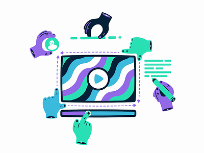 Teamwork aftereffects animated avatar design flat hands illustrator motion pencil play remote screen timeline ui ux vector web