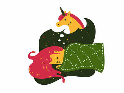 Dreaming of Unicorn aftereffects animated bed design dream flat horn horse illustration illustrator motion rock sleep sleeping unicorn vector