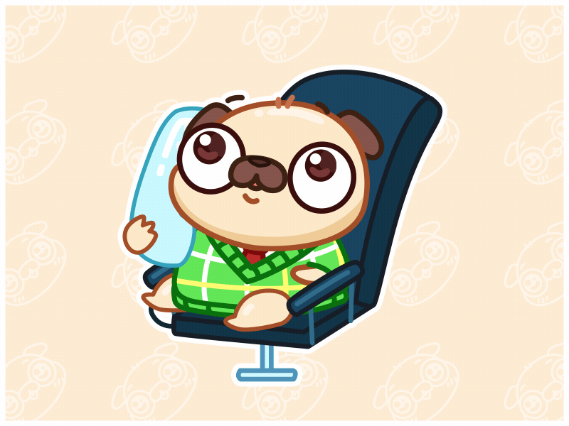 Office Pug 📞 animation busy chair cute dog motion graphics office phone pug sticker stickers talking work