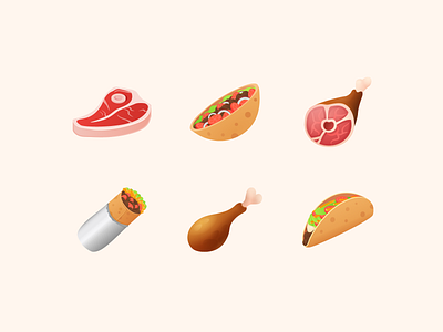 Icons8 Emoji Collection burrito chicken design dishes emoji emoji set food illustrator meat pork shawarma steak taco ui ux vector web
