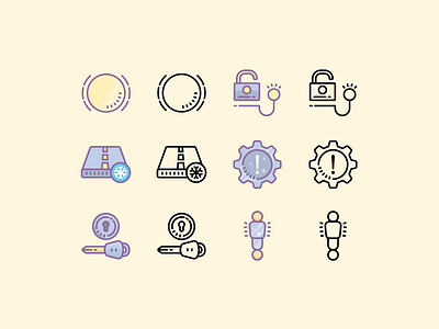 Cute Color and Outline icons: Car Dashboard