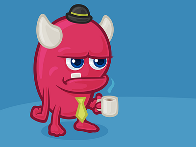 Monster Tuesday coffee illustration monster pink rebound tuesday vector