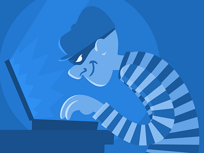 Robber blue illustration laptop robber vector