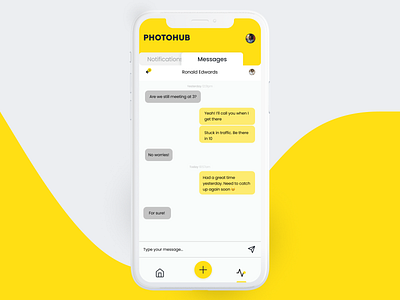 Daily UI #013 daily ui 013 daily ui challenge direct messaging mobile app design social media app ui design yellow