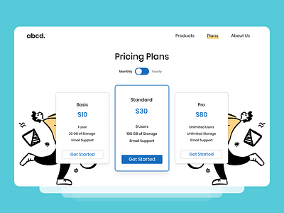 Daily UI #030 blue daily ui 030 daily ui challenge illustration pricing page pricing plans ui design website design yellow