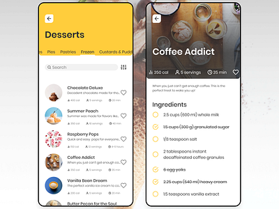 Daily UI #040 daily ui 040 daily ui challenge mobile app design recipe app recipes ui design yellow