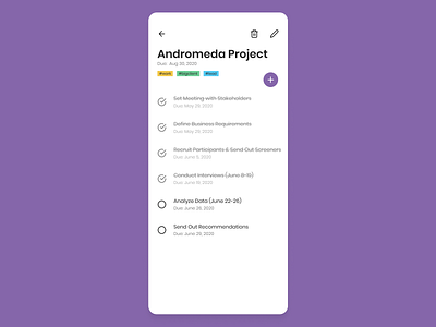 Daily UI #042 daily ui 042 daily ui challenge minimalist mobile app design purple todo app todo list ui design