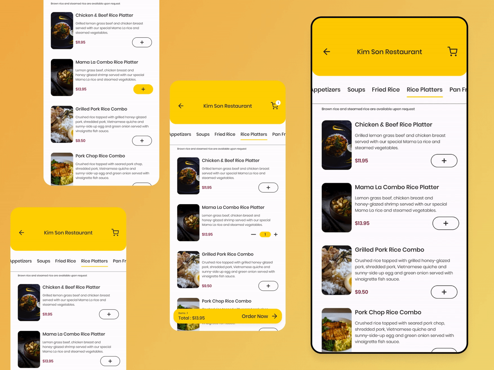 Daily UI #043 daily ui 043 daily ui challenge food and drink food menu mobile app design ui design yellow