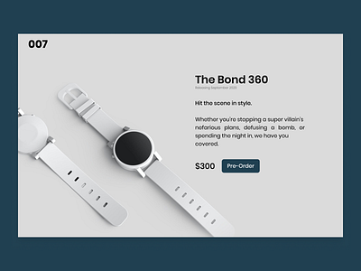 Daily UI #075 daily ui 075 daily ui challenge ecommerce james bond pre order preorder preorder design ui design watch website design