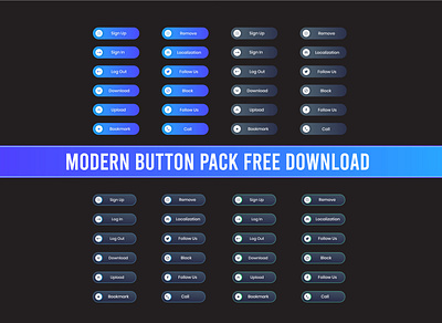 Modern Web Button Free download button button animation button design button pack button states button ui button vector fazle rabbe free button pack graphic design rabbidesigner ui