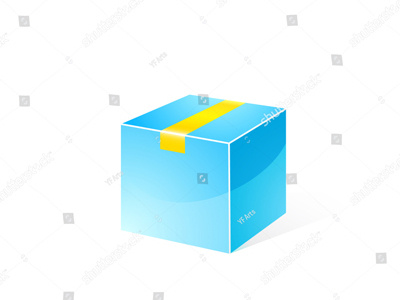 Vector Blue Gloss Delivery Box with Yellow Tape