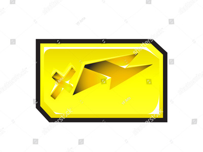 Energetic Lightning Sticker Vector Art label black socket orange jack base deep yellow power electric cross way