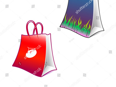 Custom Shopping Bag Vector Art bear buy carry collection gift grass mall order pack pick print red