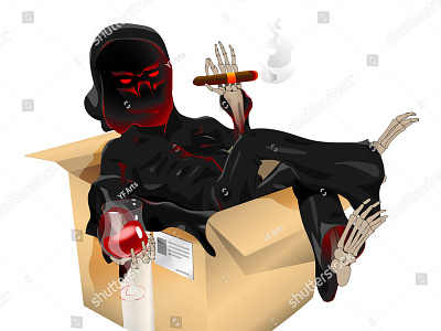 Death Delivery - Vector Art & CS:GO Sticker cape deliver fate mail post rage red robe sit skeleton win wine