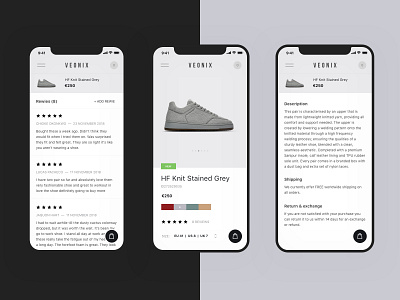 Product Page (Mobile) - Veonix concept e-commerce ecommerce fashion interface minimal shoes shop sneakers store ui ux web website