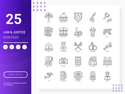 Law and Justice Icon Pack set